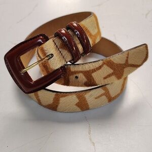 WCM New York Belt Hairon Giraffe Print Tan Brown